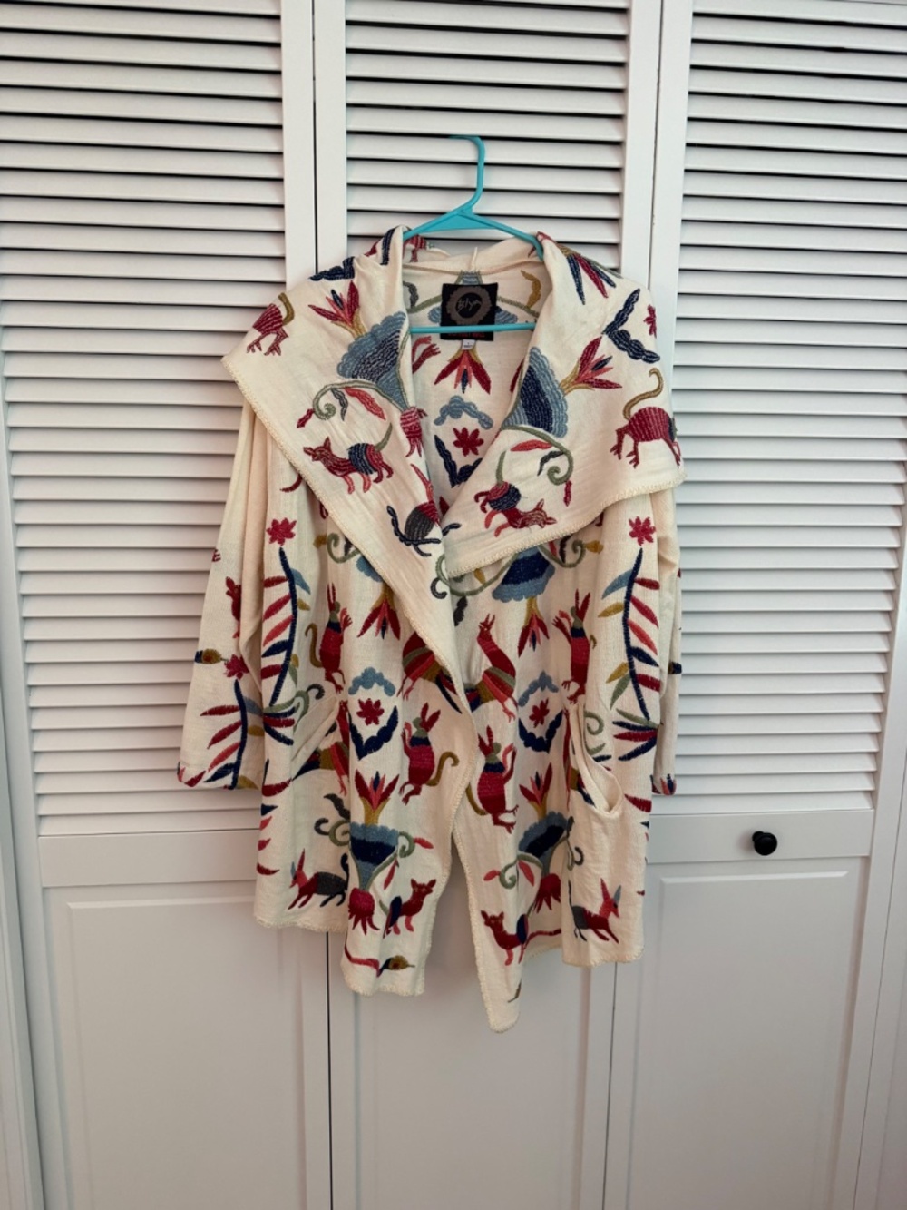 Johnny Was Biya Hooded Open Front Embroidered Short Jacket: Size L - Picture 2 of 8